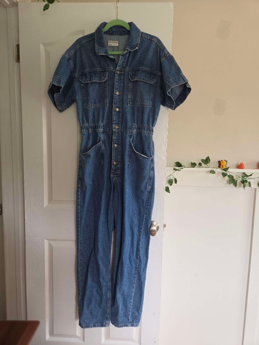 We The Free Marci Coveralls Short Sleeve Button Up Denim Jumpsuit